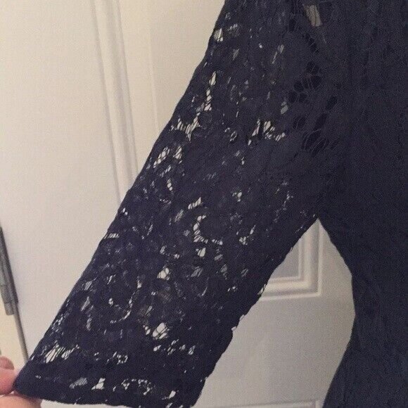 Sharagano Ladies Navy Party Cocktail Dress Lace Sheath Style Size Large - Picture 3 of 16
